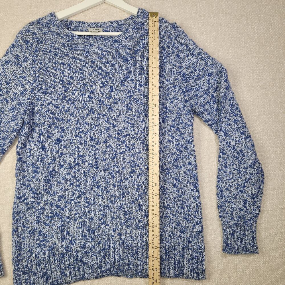Cozy LL Bean 100% Cotton Blue & White Knit Sweater - Size Large